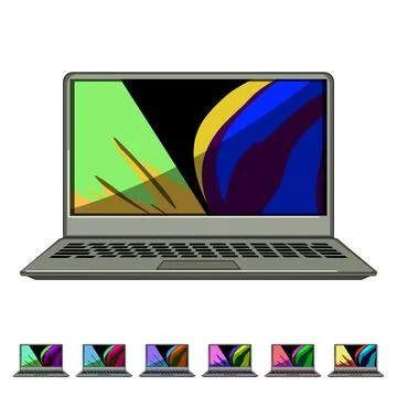Desktop laptop computer cartoon vector graphic Stock-Illustration