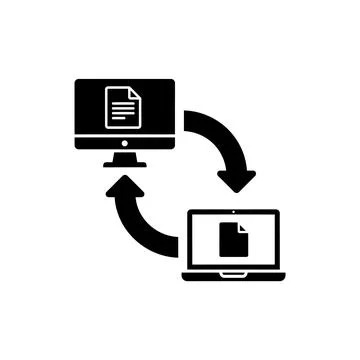 Desktop to Laptop Data Transfer Icon Stock Illustration