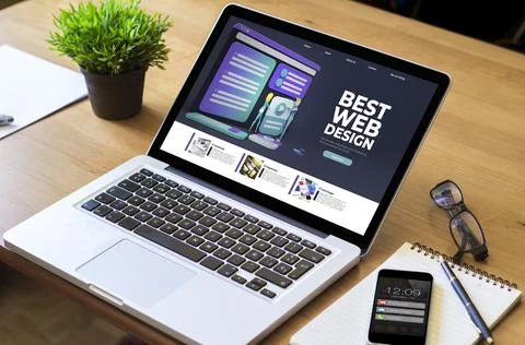 Desktop laptop website design screen 스톡 일러스트