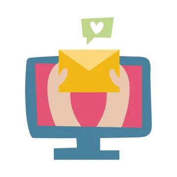Desktop with love email flat style icon Stock-Illustration