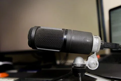 Desktop Microphone Ready to Record Stock Photos