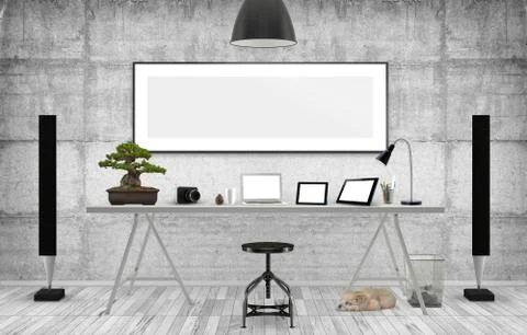 Desktop Mockup, 3D illustration Ilustração Stock