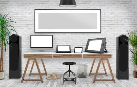 Desktop Mockup, 3D illustration Stock-Illustration