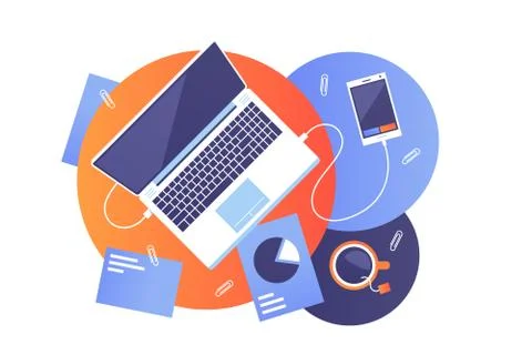 Desktop of modern worker Stock Illustration