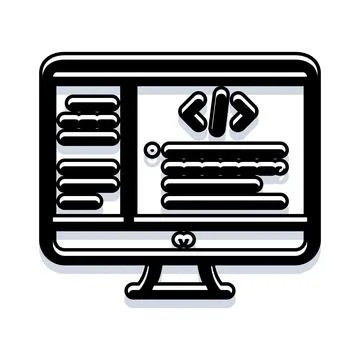 Desktop monitor displaying programming code and software development Stock-Illustration
