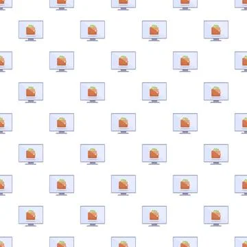 Desktop monitors displaying e wallet income seamless pattern Stock Illustration