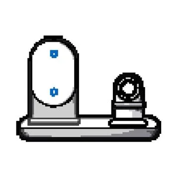 Desktop multi device charging station pixel art vector illustration Stockillustratie
