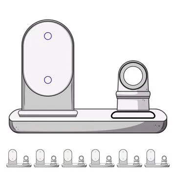Desktop multi device charging station cartoon vector graphic Stockillustratie