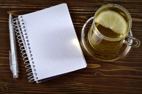 Desktop office work tea lemon winter fruit relax Stock Photos