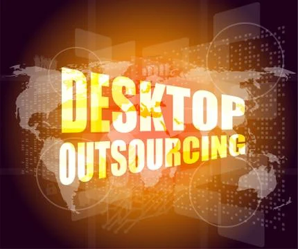 Desktop outsourcing word on digital touch screen Stock Illustration
