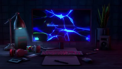 Desktop PC with Accessories Stock Footage 277210884