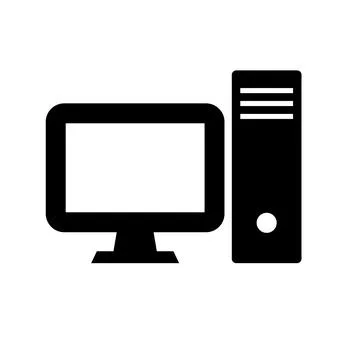 Desktop PC and vertical server silhouette icon. Vector. Stock Illustration