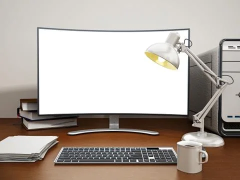 Desktop PC with blank screen Stock Illustration