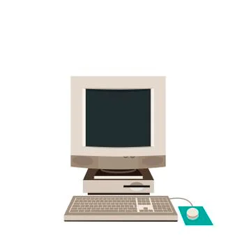 Desktop PC, Computer Equipment, Old. Vector illustration. Stock Illustration
