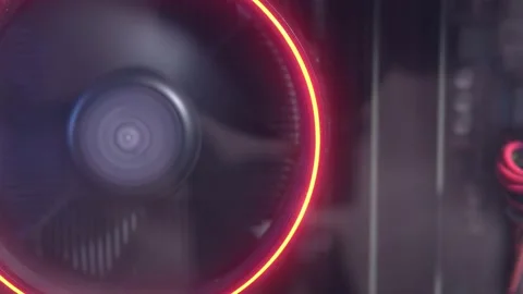 Desktop PC Gaming and Cooling Fan CPU with multicolored LED RGB. technology Stock Footage 153801783