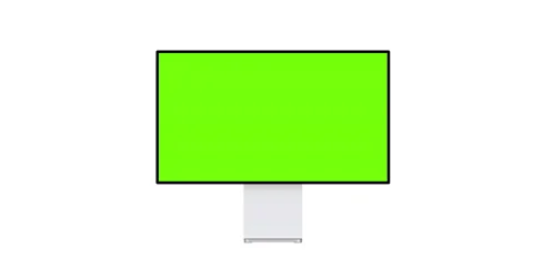 Desktop PC mockup with blank green screen, front view Stock Footage 136412215