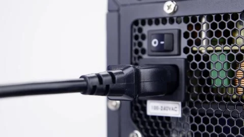 Desktop PC Power Cord Under Strain Finally Disconnects From Socket Stock Footage 276274304
