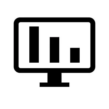 Desktop PC silhouette icon for statistics and analysis. Vector. Stock Illustration