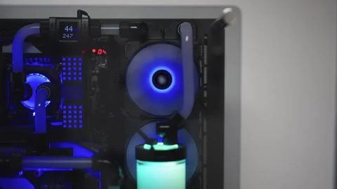 Desktop PC Water Liquid Cooling System Stock Footage 274352796