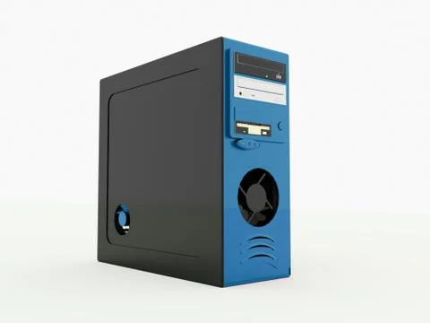 Desktop pc on white background in blue Stock Illustration