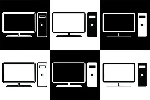 Desktop Personal Computer Icons Set Stock-Illustration