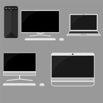 Desktop Personal Computer set and Laptop Stock Illustration