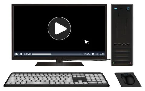 Desktop personal computer set Stock Illustration