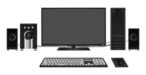 Desktop personal computer set Stock Illustration