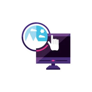 Desktop with picture manager app 스톡 일러스트