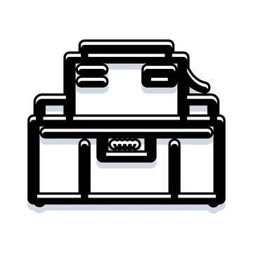 Desktop printer machine graphic with outline style Illustrazione stock