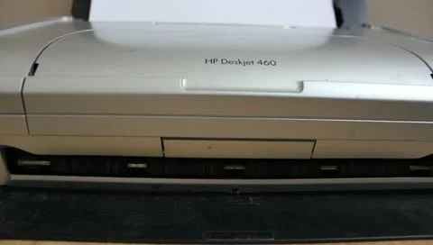 Desktop printer printing text Video stock 11186015