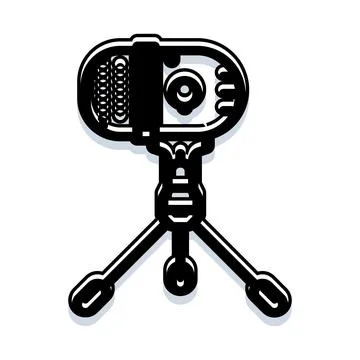 Desktop recording microphone creating digital audio content Stock Illustration