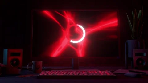 Desktop With Red Screen Saver Stock Footage 277210825