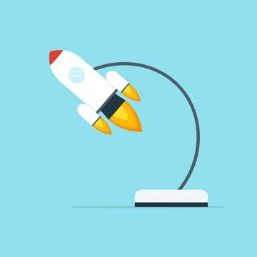 Desktop rocket model souvenir mounted on a curved wire stand Stock Illustration