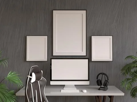 Desktop Screen &amp; Frames Mock up Stock Photos