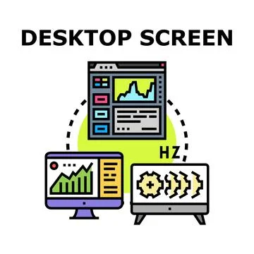 Desktop screen sharing data and processing information concept Stockillustratie