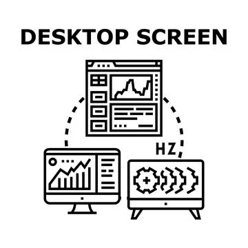 Desktop screen sharing data and processing information concept 库存插图
