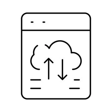 Desktop screen showing cloud computing data transfer Stock Illustration