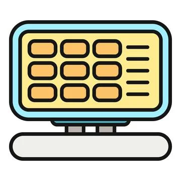 Desktop screen showing various application buttons and menu Stock Illustration