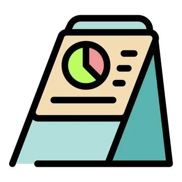 Desktop stand showing pie chart and data analysis results Stock Illustration