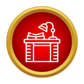 Desktop study workspace with book and lamp icon Stock Illustration