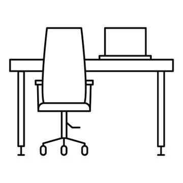 Desktop table computer icon, outline style イラスト素材