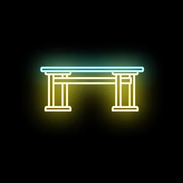 Desktop table neon glowing icon in blue yellow Stock Illustration