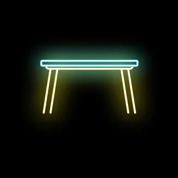 Desktop table showing neon glow effect design Stock Illustration