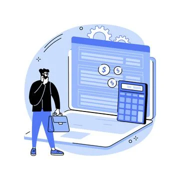 Desktop tax filing software abstract concept vector illustration. Stock Illustration