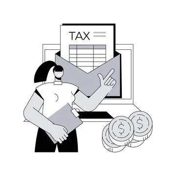 Desktop tax filing software abstract concept vector illustration. Stock Illustration