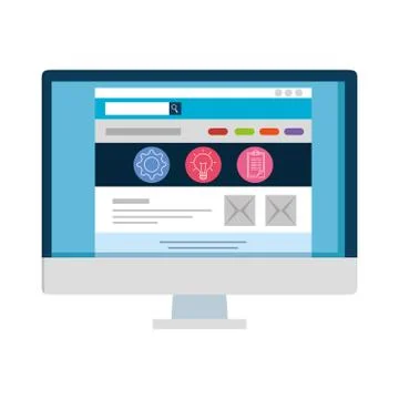 Desktop with webpage template 스톡 일러스트