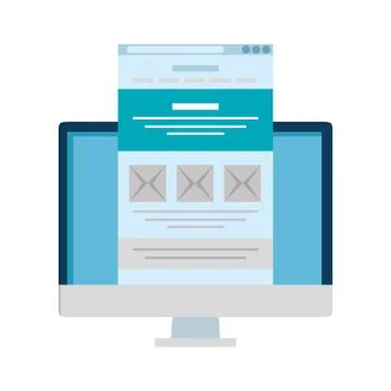 Desktop with webpage template 스톡 일러스트