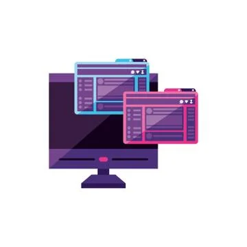 Desktop with webpages templates 스톡 일러스트