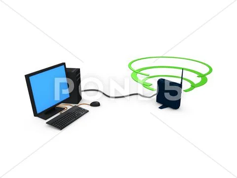 Desktop wireless Stock Illustration